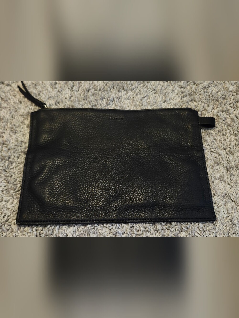 All Saints Pebbled Leather Pouch/Wristlet Black